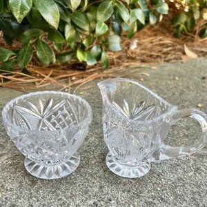 WEDDING? ANNIVERSARY? VINTAGE CUT GLASS SUGAR & CREAMER SET.  SEE PHOTOS.